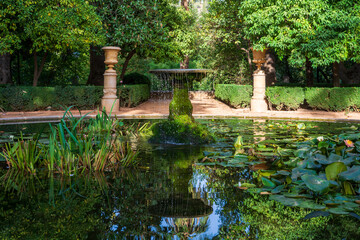 Idyllic fountain in a park