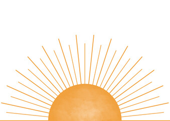 Boho Orange Sun Burst Illustration Print Png, Boho Minimalist Printable Wall Art, Geometric Abstract Sunset Print Bohemian Art Work