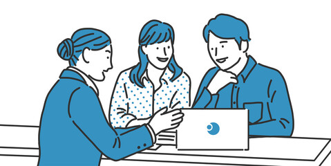 お店でスタッフに説明を受ける夫婦