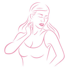 Pretty Girl Sexy Woman Fashion Logo Design Simple Line Art Icon