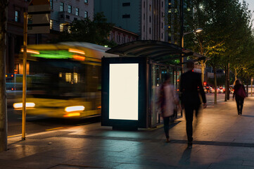 Blank outdoor advertising bus shelter