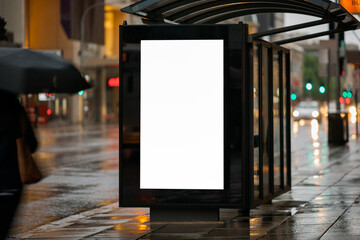 Blank outdoor digital advertising bus shelter