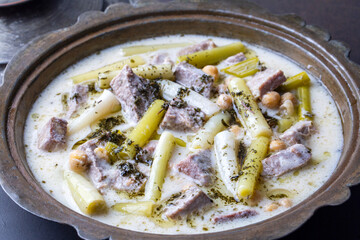 Siveydiz; (Turkey - Antep Style Local Food) is an Antep dish made with fresh garlic and lamb. Turkish name; Siveydiz