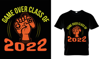 Game over class of 2022 T-shirt design template.