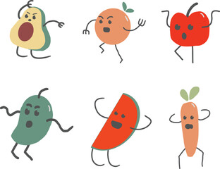 Cute fruit doodle character vector design hand drawing