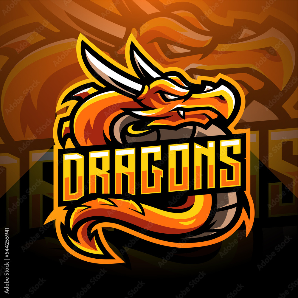 Wall mural Dragon esport mascot logo design - Wall murals