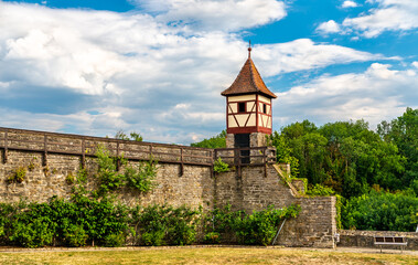 Fototapeta premium Red tower in Bad Wimpfen near Heilbronn in the Baden-Wurttemberg region of southern Germany