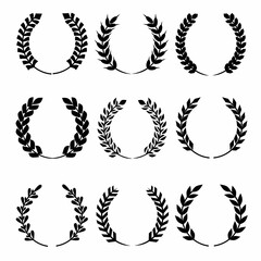 laurel wreath icon set Stock vector illustration