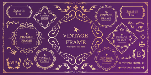 オシャレなフレーム。デザインテンプレート。ゴージャスな額のセット。