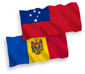 Flags of Independent State of Samoa and Moldova on a white background