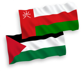 Flags of Sultanate of Oman and Palestine on a white background