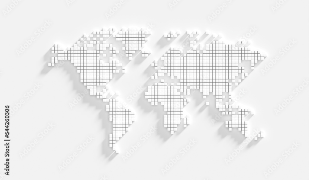 Poster digital world map isolated on white technology 3d background of illustration earth planet global geo