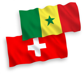 Flags of Republic of Senegal and Switzerland on a white background