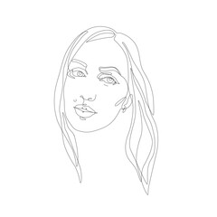 Abstract portrait, continuous line drawing, face of the girl is a single line on a white background, vector illustration. Tattoo, print and logo design for a spa or beauty salon.