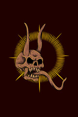 Devil head skull vector illustration