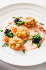 salmon tartar with black caviar