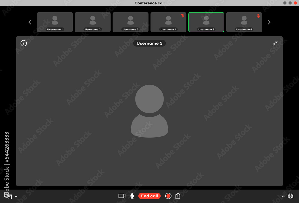 Aufkleber group videocall, live webinar app interface. remote meeting app window, interface frame or group vid