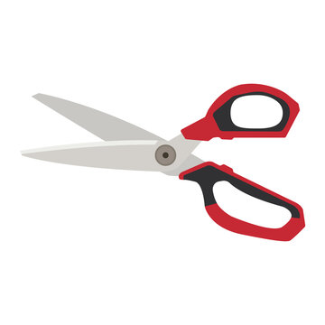 Scissors icon, red, vector illustration, easy to change color. Scissors transparent background image.