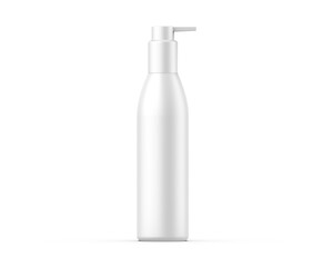 Blank Plastic Cosmetic Round Shape Lotion Bottle For Branding, 3d Render Illustration.