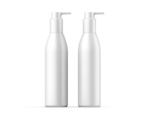 Blank Plastic Cosmetic Round Shape Lotion Bottle For Branding, 3d Render Illustration.
