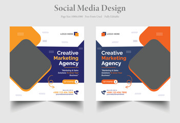 Digital Marketing Agency and Business Conference social media post vector template design