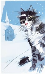 Cat and snow