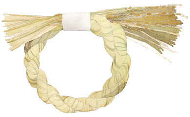 水彩タッチの正月しめ縄　シンプル