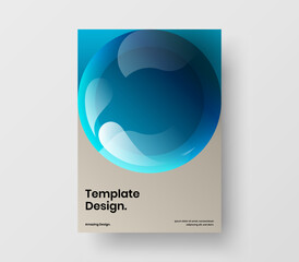 Simple realistic spheres cover layout. Clean brochure A4 design vector illustration.