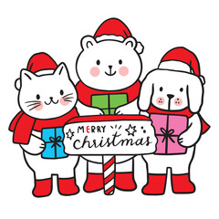 Christmas cartoon cute character vector.