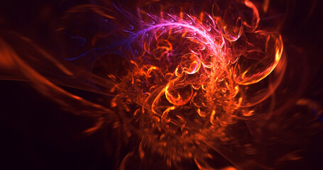 3D rendering abstract colorful fractal light background
