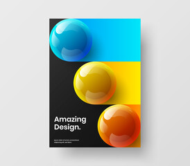 Minimalistic 3D balls flyer template. Original brochure design vector illustration.