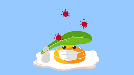 An egg fry protecting itself from germs
