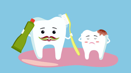 A cleaning tooth with tooth paste