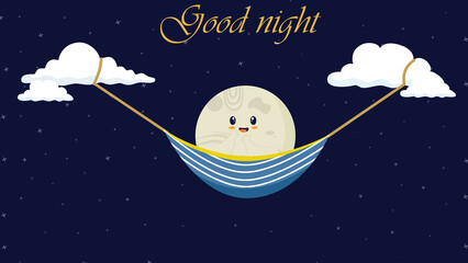 Good night from the moon on a swing bed