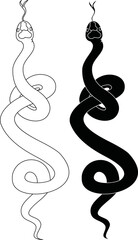Hand drawn snake vector Illustration on black background.Milk snake vector.