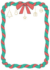 리본이 둘러진 크리스마스 프레임 일러스트