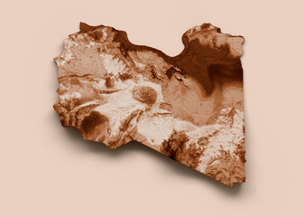 Map of Libya in old style, brown graphics in a retro style Vintage Style. High detailed 3d illustration