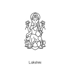 Goddess Lakshmi of the Indians Faith kawaii doodle flat cartoon vector illustration