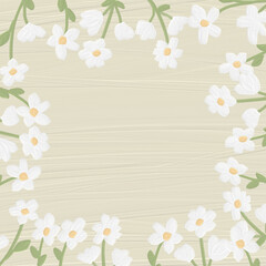 Obraz na płótnie Canvas cute kid style oil paint white tiny daisy flower frame banner background