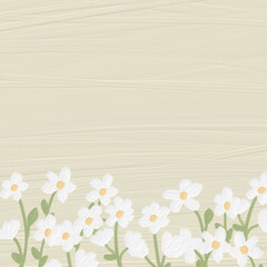 cute kid style oil paint white tiny daisy flower frame banner background