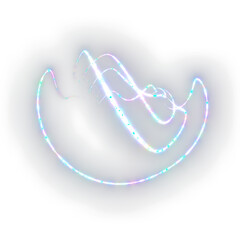 Round neon light on a transparent png background. Neon frame for your design.	
