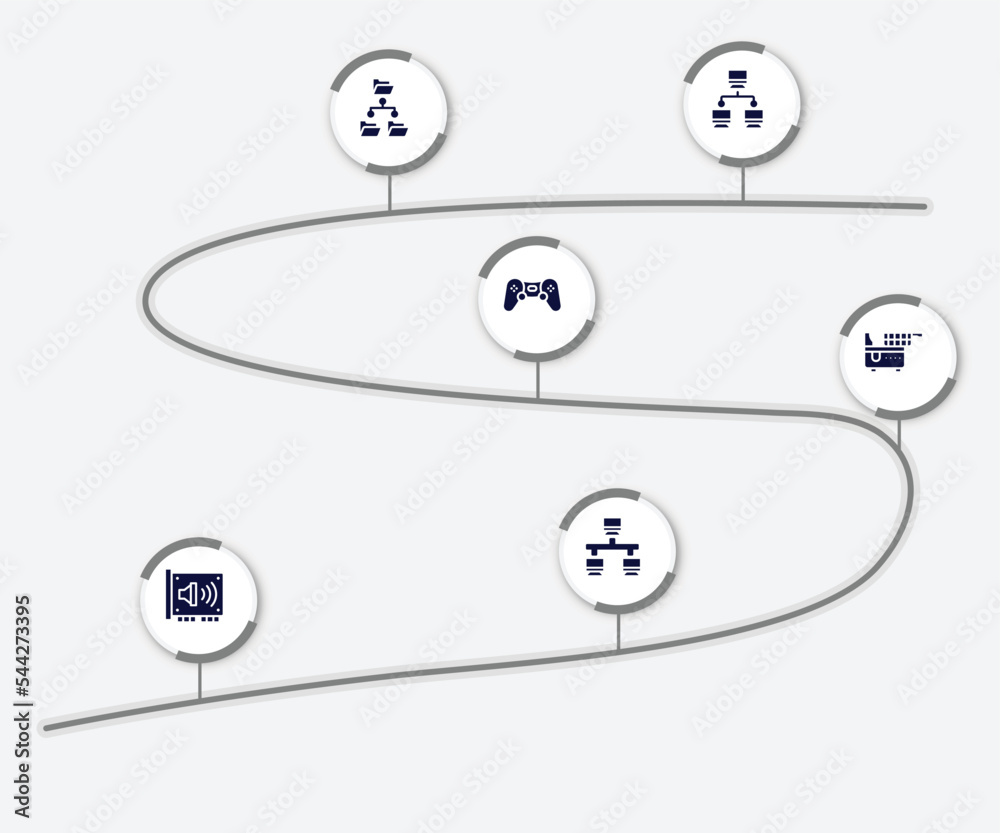Poster infographic element with network and database filled icons. included computer networks, file system,