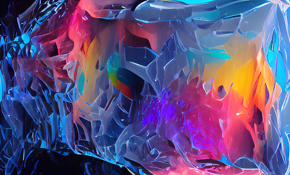 Beautiful Colorful Ice, Dynamic Abstract Background, Texture And Ilustration