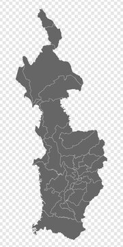 Blank map Choco Department of Colombia. High quality map Choco with municipalities on transparent background for your web site design, logo, app, UI. Colombia.  EPS10.