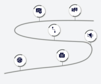 Infographic Element With Post Office Filled Icons. Included Anniversary, Outgoing, Communicator, Muted, , Incoming Mail Vector.