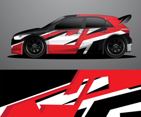 Obraz premium Rally car decal graphic wrap vector, abstract background 