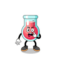 Character Illustration of laboratory beaker with tongue sticking out