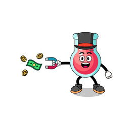 Fototapeta na wymiar Character Illustration of laboratory beaker catching money with a magnet