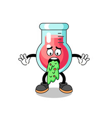 laboratory beaker mascot cartoon vomiting - obrazy, fototapety, plakaty