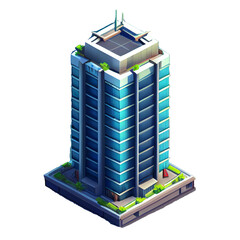 City Building Isometric Game Asset with Transparent Background